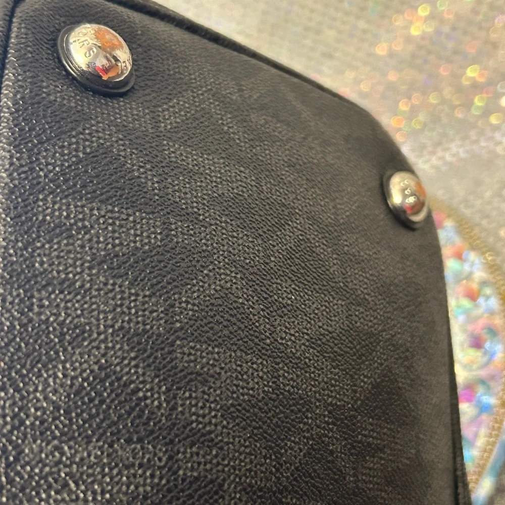 Michael Kors Black Logo Tote Bag with MK Charm